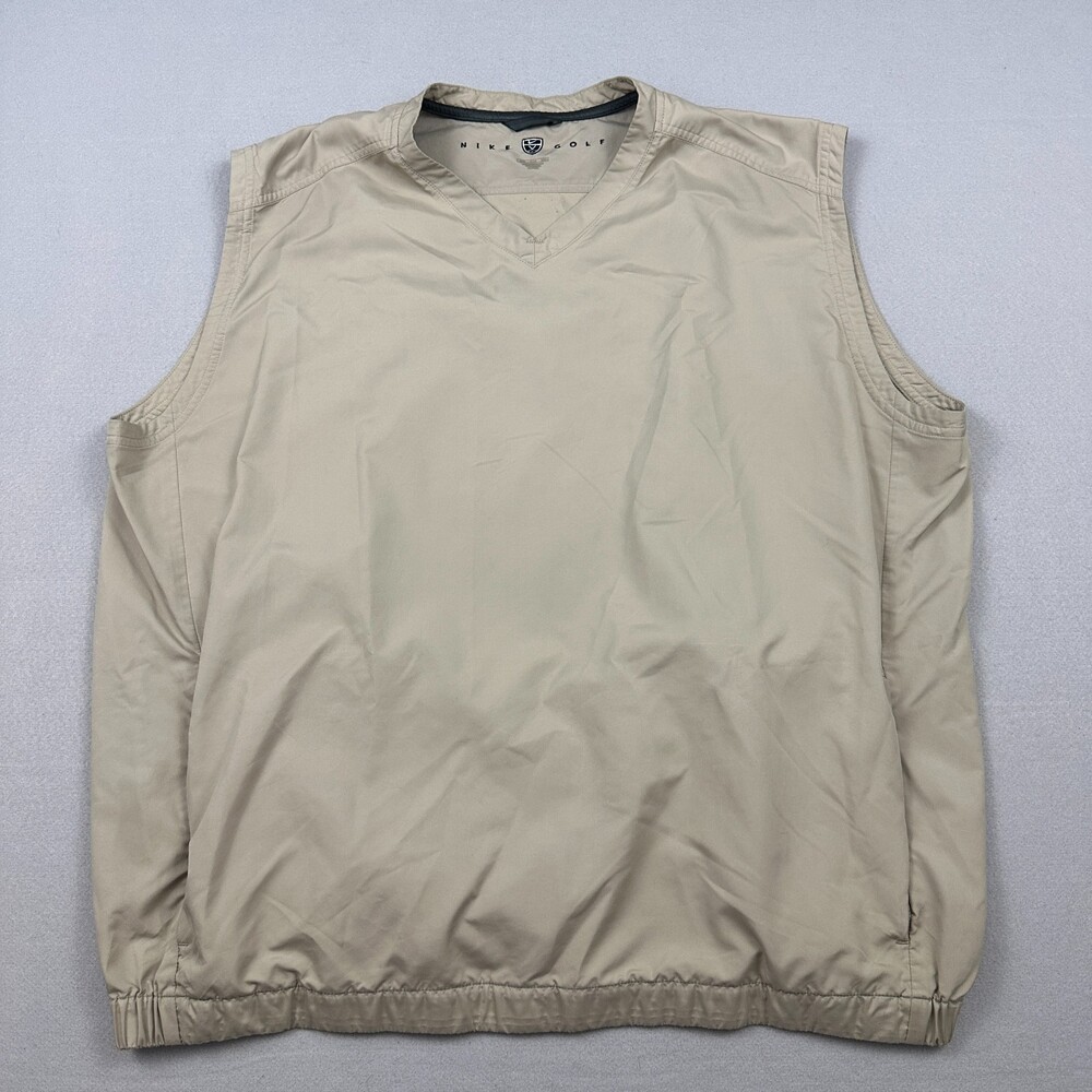 Adidas Vest Men 2XL Beige Sleeveless Golf Jacket Performance Pullover Pocket XXL